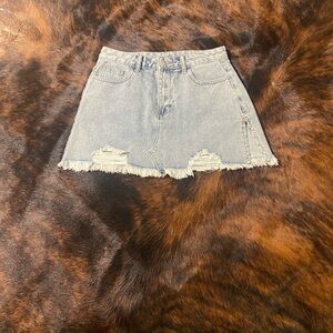 SHEIN Light Blue Distressed Denim Skirt
